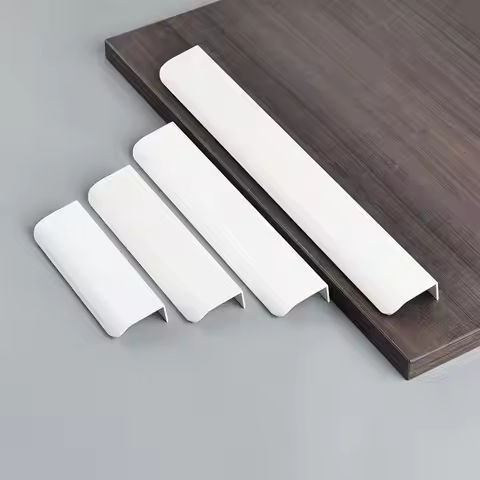 80/120/150/200mm White Hidden Cabinet Handles Aluminum Alloy Kitchen Cupboard Drawer Knobs Long Pull