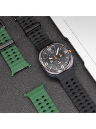 สายนาฬิกาซิลิโคนกีฬาแท้สำหรับ Samsung Galaxy Watch Ultra 47mm, อุปกรณ์เสริมสายนาฬิกาซิลิโคนสีน้ำเงิน