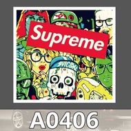 A406 - Supreme zombie logo character sticker waterproof reform DIY laptop carrier bicycle tumbler phone case sticker
