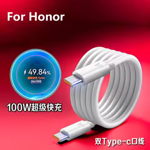 Original For Honor 100w 6A USB Type C to Tipe C Cable For Honor 500 400 300 Magic 8 7 6 5 Pro PD Fas