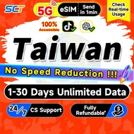 SCT Taiwan eSIM 5G 1-30 days Total 1GB-30GB Unlimited 4G Data eSIM Taiwan SIM Card eSIM Send in 1min
