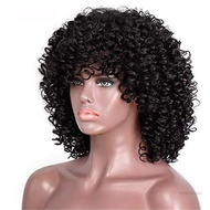 วิกผม Afro หยิกสั้น ๆ กับ Bangs ธรรมชาติดูเป็นธรรมชาติ Ub-TH