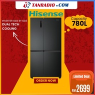 Hisense 780L Refrigerator Side By Side  Black Inverter Fridge Multidoor 冰箱 Peti Sejuk