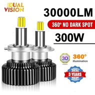 H7 LED Canbus 360 H4 H1 30000LM HB3 HB4 9012 Turbo Bi Led Projector Lens H11 9005 6000K 8000K Car He