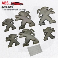 ABS Plastic Transparent Black Car Front Badge Rear Trunk Emblem Stickers for Peugeot 2008 3008 Logo 