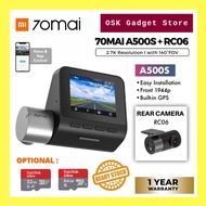 70mai A500s Dash Cam With RC06 Rear Camera | 2.7K Front Camera + 1080P Rear Camera | Package | 1 Yea