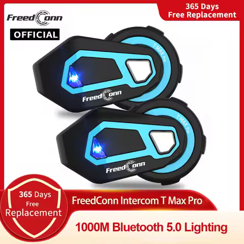 Freedconn T Max Pro Motorcycle Intercom Bluetooth Helmet Headset 6 Riders BT 5.0 1200M FM Motor Inte