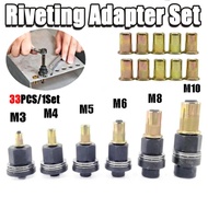 33Pcs/Set Hand Rivet Nut Rivet Nut Rivet Tool Set Mandrel Staple Manual Riveter Tool fit Torch Elect