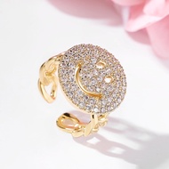Silver 925 Original Ring For Women Smiley gold Adjustable rings Fashion Jewellery/Cincin Perak Perempuan Murah JZB217