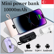 Mini PowerBank Portable Small capsule 10000mAh battery Power Bank Fast Charging with Cable led for type c iphone