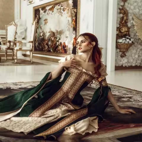 16th Century Italian Renaissance Courtesan Vintage Fairy Dress Medieval Royal Court Noble Ball Gown