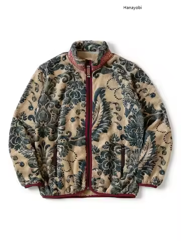 Kapital Damask Printed Fleece Zip Jacket Blouson 25ss New Men Printed Coat