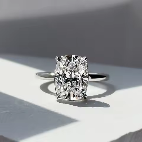 Customizable 14K 18K Gold Engagement Solitaire Ring 1CT 5CT Oval Cushion Cut VVS1 Moissanite/Lab Gro