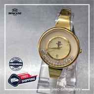 [FREE Wall Clock &amp; T-Shirt] ROSCANI Watch BL E98532 Original Women Diamond Style Gold Dial Luxury Jam tangan