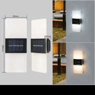 Vimite Led ไฟติดผนังโซล่า โซล่าเซลล์สวน Acrylic Solar Wall Light Outdoor Waterproof Double Head Warm