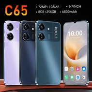 C65 NEW Smartphone 6.7inch Ultra-Clear Full Screen 8GB+256GB 6800mAh Android 14.0 4G/5G Android Phon