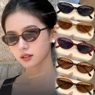 Korean Retro Small Frame Cat Eye Sunglasses For Women Men Fashion Oval Brown Glasses UV Resistant