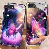 DMY case butterfly compatible for iphone 7 11 plus 15 plus 14 se2 plus 8 6 6s pro max plus tempered glass case