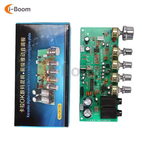 PT2399 Reverb Preamp Mixing Board Amplifier Dual Microphone Input Karaoke Amplifier Module Connectab