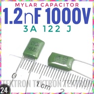MYLAR CAPACITOR 1.2nF 1000V 122 122J 3A Polyester Condensator 1KV 1.2 nF