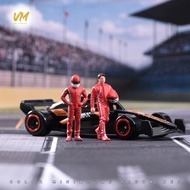 1/64 F1 Driver Figure，Race Car 2-Pcs Figure Set，Red Helmet Miniature Track Diorama Model