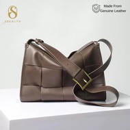 Hermione Woven Genuine Leather Bag Genuine Leather Bag Women's Bag Shoulder Bag
