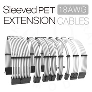 white extension cables 24pin cpu gpu color sleeved PC psu cords cable cpu gpu sata