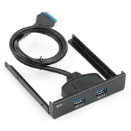 MotherBoard 20Pin TO 2*USB3.0 A Male 3.5" Front Pannel Mount Bracket Cable 60cm/1.97ft