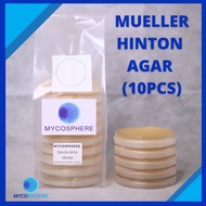 ♞Mueller-Hinton Agar Sterile Media MHA Petri Dish - 10pc Standard MHA, Sterile + FREE PARAFILM