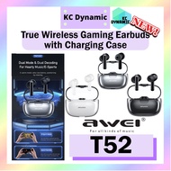 Awei T52 True Wireless Gaming Earbuds With Charging Case Wireless Earbuds Gaming Bluetooth Earbuds Gaming Earbuds