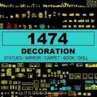 Autodesk | AutoCad 2025 | 1474+ Decoration set CAD BLOCK MATERIALS for Architectural Design