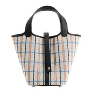 【二手】愛馬仕 Picotin Lock PM Couverture 手提包，Toile H/Swift 帆布，黑色