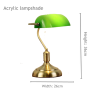 {dfthg} Traditional Antique Brass + Green Bankers Table Office Desk Lamp Lounge Light with Edison Bu