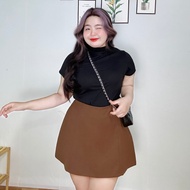 Chân váy ngắn thời trang Bigsize nữ dáng chữ A màu basic khóa kéo sau chất vái kaki trơn có lót tron