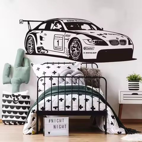 Modern Power Racing Car M3 GT2 Wall Decal Playroom Gameroom Sport Car Auto Vehicle Wall Sticker Bedr