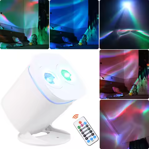RGB LED 7Colors Rainbow Aurora Projector DJ Disco Light Party Sunset Bar Dance Sky Night Coffee Shop