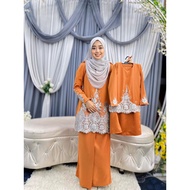 NUHA BURNT ORANGE | SET FAMILY BURNT ORANGE | KURUNG MODEN NUHA | BAJU SEDONDON |SET IBU ANAK | HABI