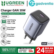 IPHONE UGREEN GaN Series Dual Port PD USB + Type C Fast Charging 35W 45W Charger Head for Androidiph