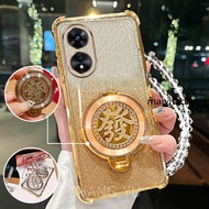 Case for OPPO A17 A18 A38 A60 A97 A98 4G 5G phone case Shockproof 3D Wealth Bracket new bracelet Pho