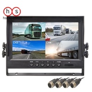 9" LCD Car Monitor 4 Channels 4CH Quad Split Screen Display for Car Truck Reversing Camera