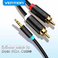 Vention Jack 3 5 Ra 2 Đầu AV Dây Âm Thanh HiFi Cáp RCA to 3.5mm cho PC Speaker Power Amplifier Lapto