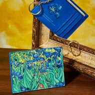 1pc PU Leather Iris Flower Printed Card Holder, Can Store Coins & Cash, With 3 Card Slots, Detachabl