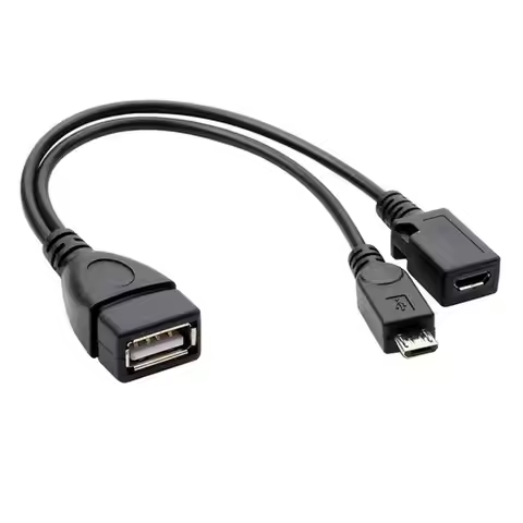 20cm 2 in 1 Micro USB Host Power Y Splitter USB 2.0 Port Terminal Adapter OTG Cable For Fire Tv 3 Or