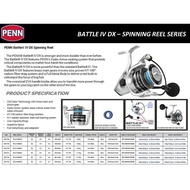 PENN fishing reel BATTLE IV DX 2500 3000 4000 5000 6000 8000 Spinning Fishing Reel With Free Gift