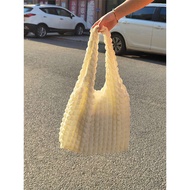 korean handbag tote bag woman Fresh pleated cloud shoulder bag, armpit tote bag, large shopping bag, Korean shopping canvas bag, girly bag