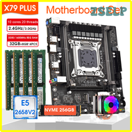 ZSELP X79 PLUS เมนบอร์ดชุดคิท2011 LGA พร้อม2658V E5 Xeon 2 CPU และ32GB(4*8GB)1600MHz หน่วยความจำ ECC