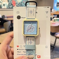Color Matching Niche Square Girls American Retro Watch Student High-value Canvas with Stickers Watch