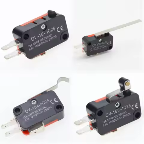 1/5pcs V-15 V-153 V-154 V-155 16A 250VAC SPDT Momentary Travel Limit Micro Switch 1NO1NC 3pin Lever 
