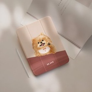 iPad 12.9/Air5/iPad 9/mini 7 輕快可愛博美犬 附筆槽平板保護套