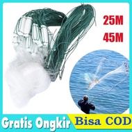 Jaring Lempar Jala Ikan Siap Pakai 3 Lapis 4 Feet Panjang 25 M / 45 M